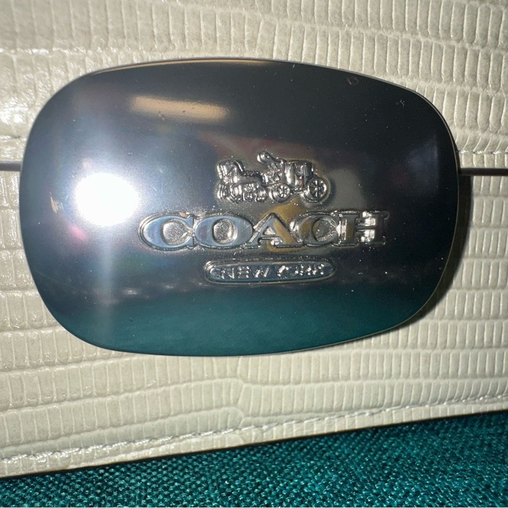 Coach Eliza Pale Green Lizard Embossed Shoulder and Crossbody CR106 SV/AG MINT! - Picture 3 of 15